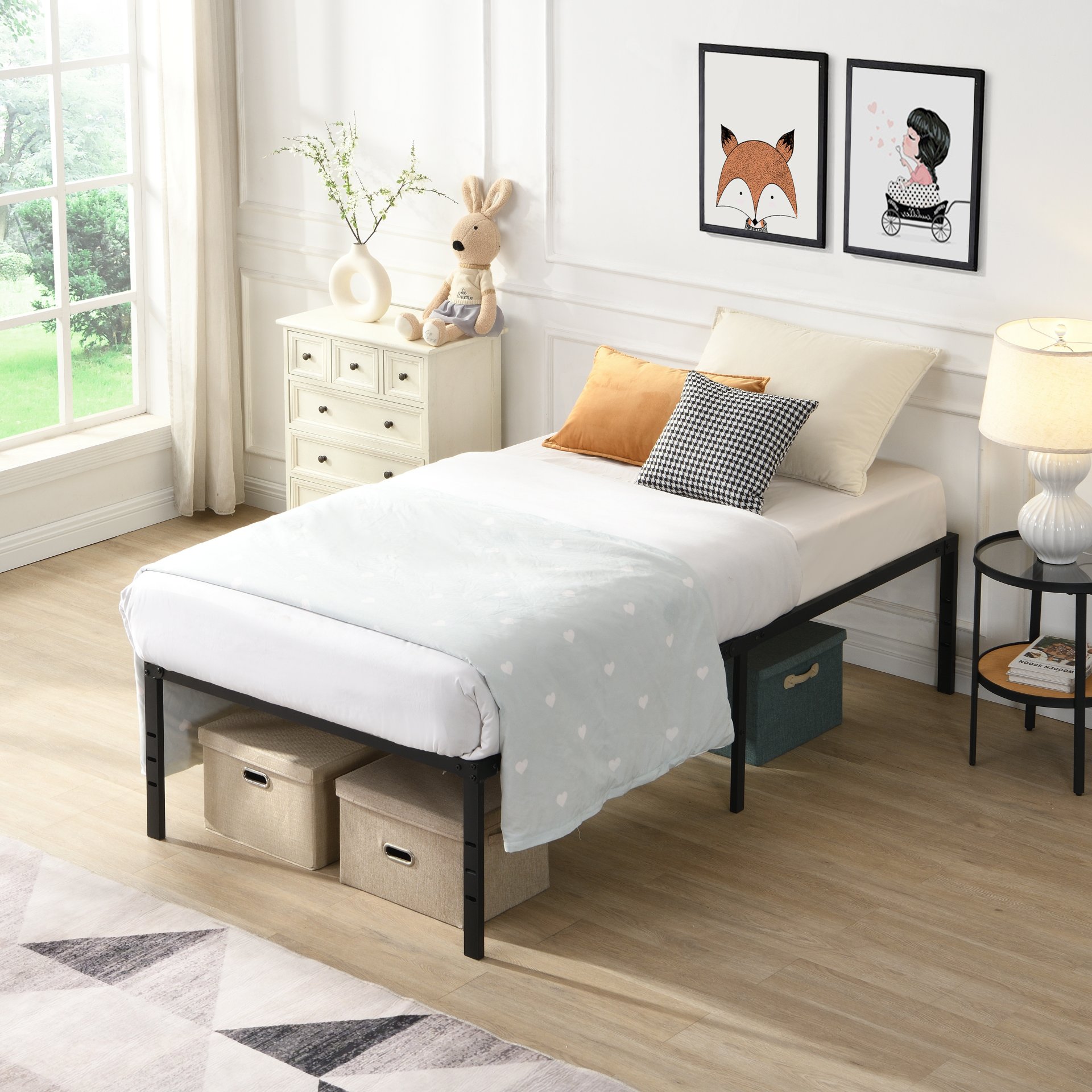 Twin Size Bed Frame With Quiet Support - Black - Image 2