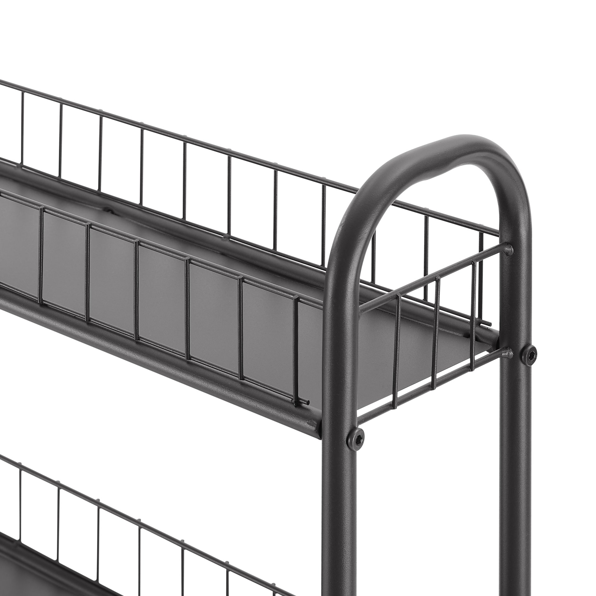 6 Tier Rolling Cart Gap Kitchen Slim Slide Out Storage Tower Rack With Wheels, 6 Baskets, Kitchen, Bathroom Laundry Narrow Piaces Utility Cart - Black - Image 5