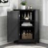 Bathroom Cabinet Triangle Corner Storage Cabinet With Adjustable Shelf Modern Style - Black - Image 26