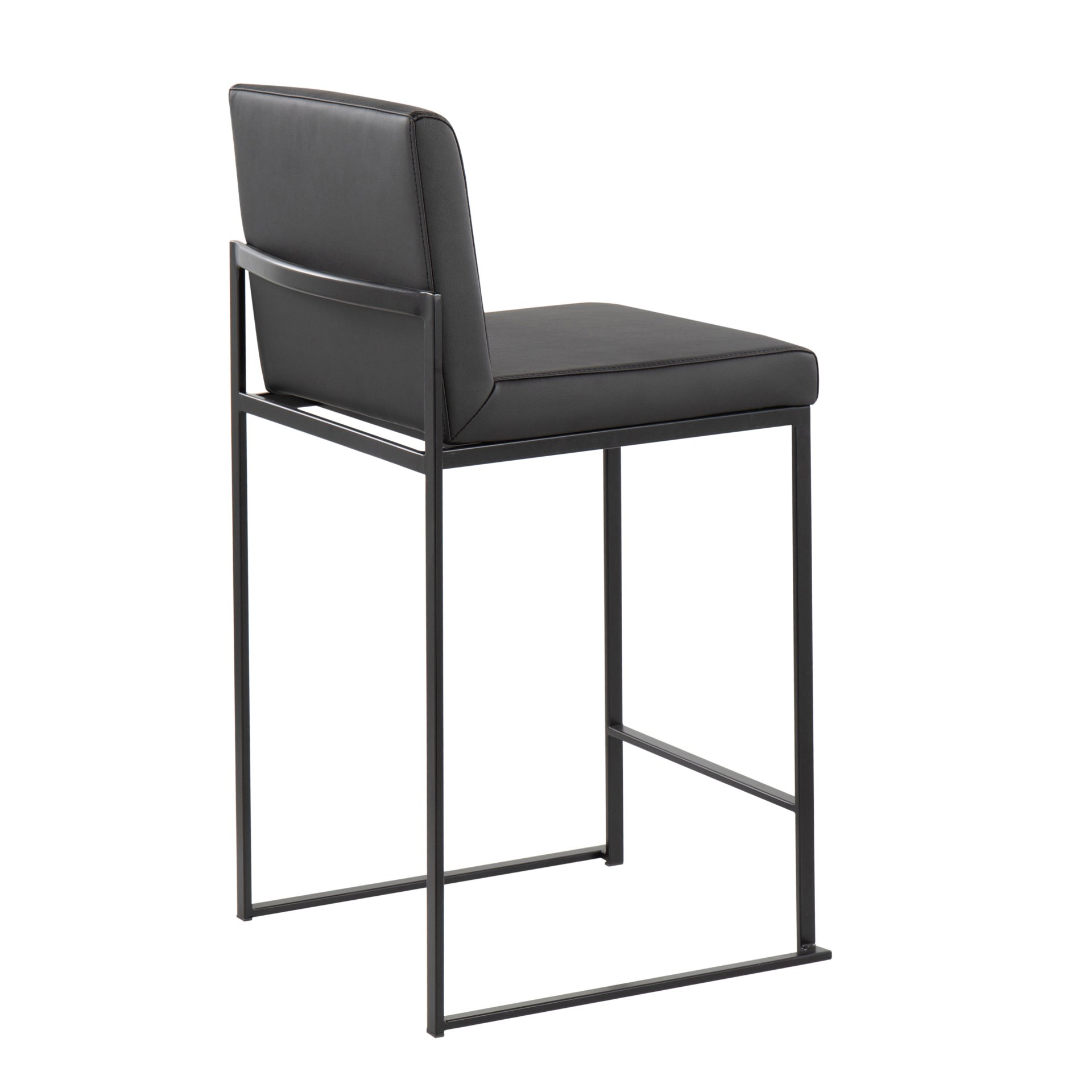 Fuji - Contemporary, High Back Counter Stool (Set of 2) - Black - Image 4