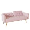 Velvet Sofa Bed With Nail Head Trim And Matching Throw Pillow - Pink - Image 7