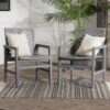 Modern 2 Piece Chevron Patio Chairs - Gray Wash - Image 6