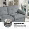 Modern Convertible Sleeper Sofa Bed With Pull Out Queen Design, Side Storage & Thick Cushions Chenille Loveseat For Living Room Or Bedroom 3 In 1 Function - Gray - Image 9