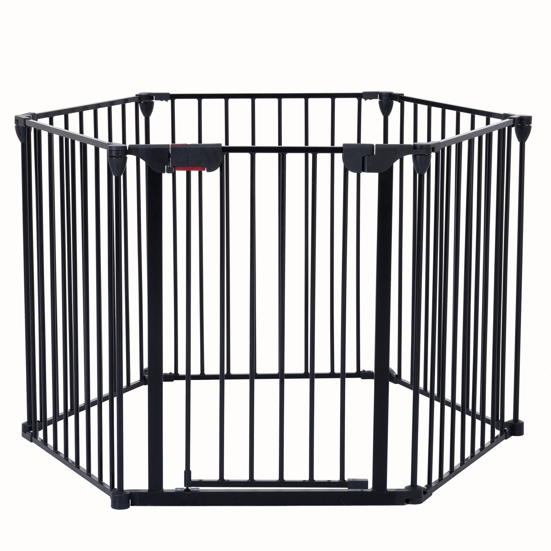 Adjustable Safety Gate 6 Panels Play Yard Metal Doorways Fireplace Fence Christmas Tree Fence Gate For House Stairs Gate Prohibited Area Fence - Black - Image 7