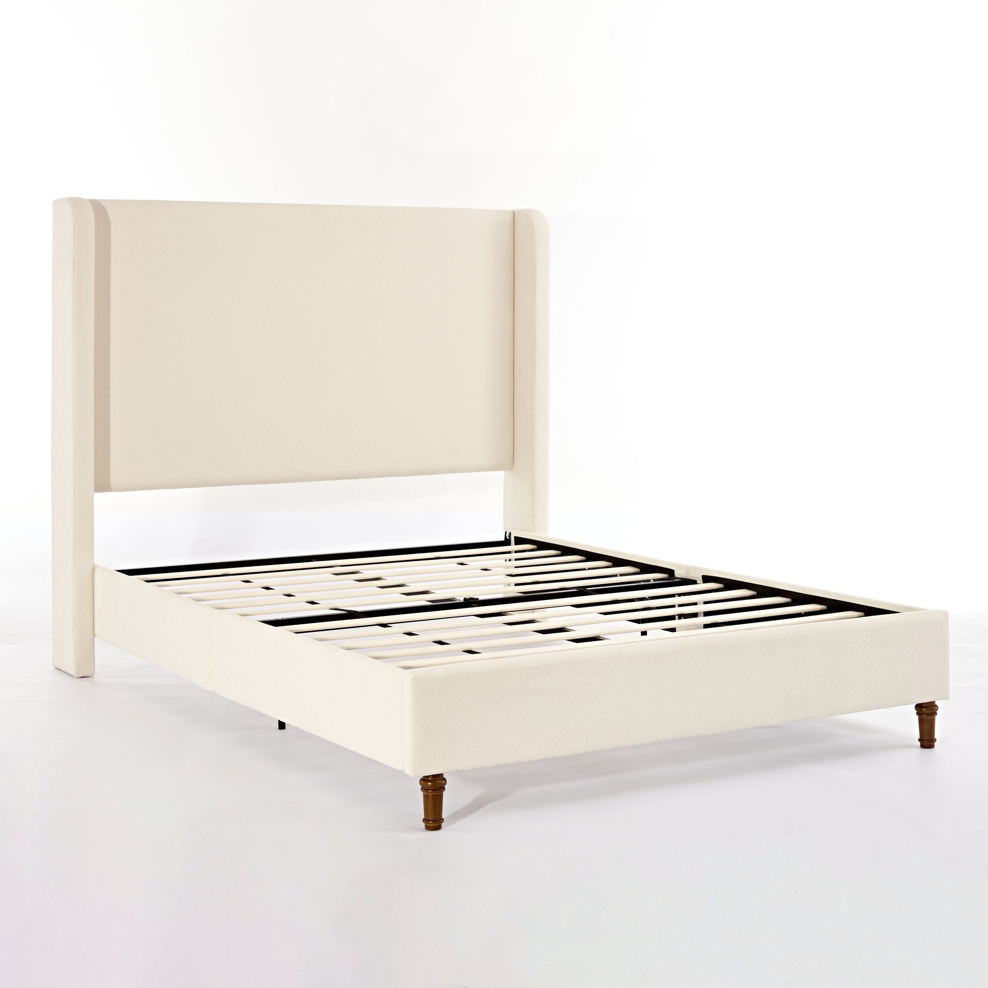 Harper - California King Size Tall Headboard Upholstered Boucle Bed - Ivory - Image 10