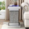 Square Mirrored End Table With Led Lights, Modern Side Table With Crushed Diamond For Living Room - Silver - Image 2