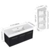 Modern Style 48" Wall Mounted Bathroom Vanity With Thick Edged Resin Basin And Storage Rack Plywood - Black Chestnut - Image 5