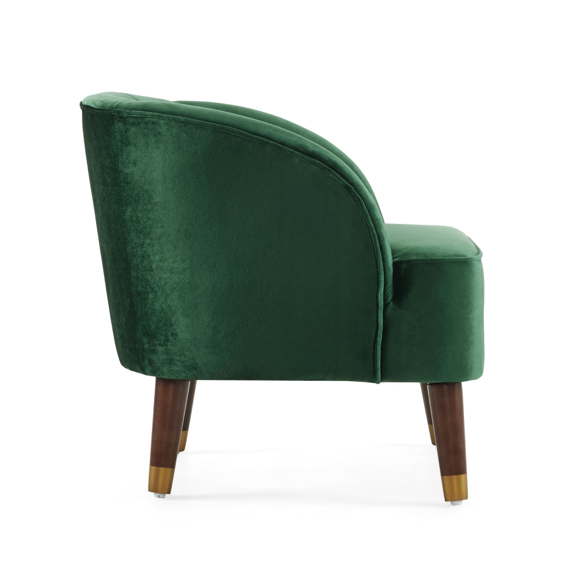 Luxurious Upholstered Barrel Accent Chair With Wooden Legs - Emerald - Image 4