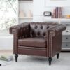 1 Seater Aesthetic Sofa For Living Room - Brown - Image 5