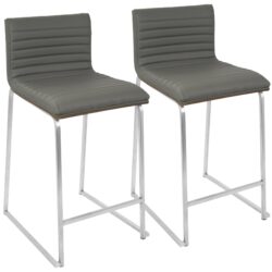 Mara - Contemporary Counter Stool (Set of 2) - Walnut / Gray