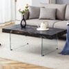 Modern Marble Patterned Coffee Table With Tempered Glass Legs Versatile Use - Black / Transparent - Image 5