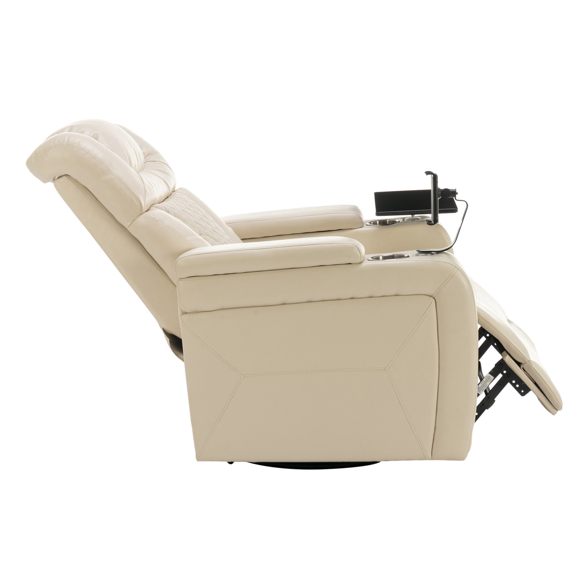 Home Theater Recliner With 270 Degree Swivel, Power Recliner With Tray Table, Phone Holder, Cup Holder, USB Port - White - Image 14