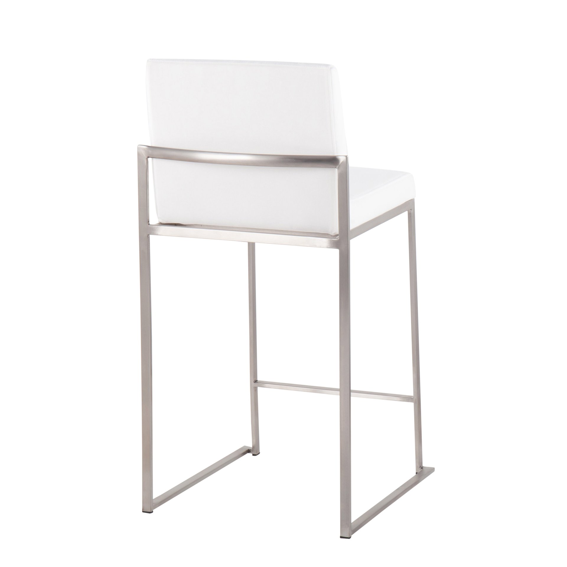 Fuji - Contemporary High Back Counter Stool (Set of 2) - White - Velvet - Image 4