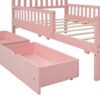 Twin Size Platform Bed With Guardrails On Both Sides And 2 Storage Drawers - Pink - Image 9