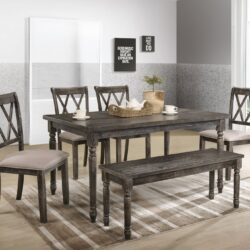 Claudia II - Weathered 7 Pieces Dining Room Set - Gray