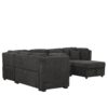 U-Shaped Sectional Sofa Pull Out Sofa Bed With Two USB Ports, Two Power Sockets, Three Back Pillows And A Storage Chaise For Living Room - Black - Image 17