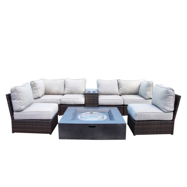 6 Person Patio Seating Set With Cushions And Durable - Brown