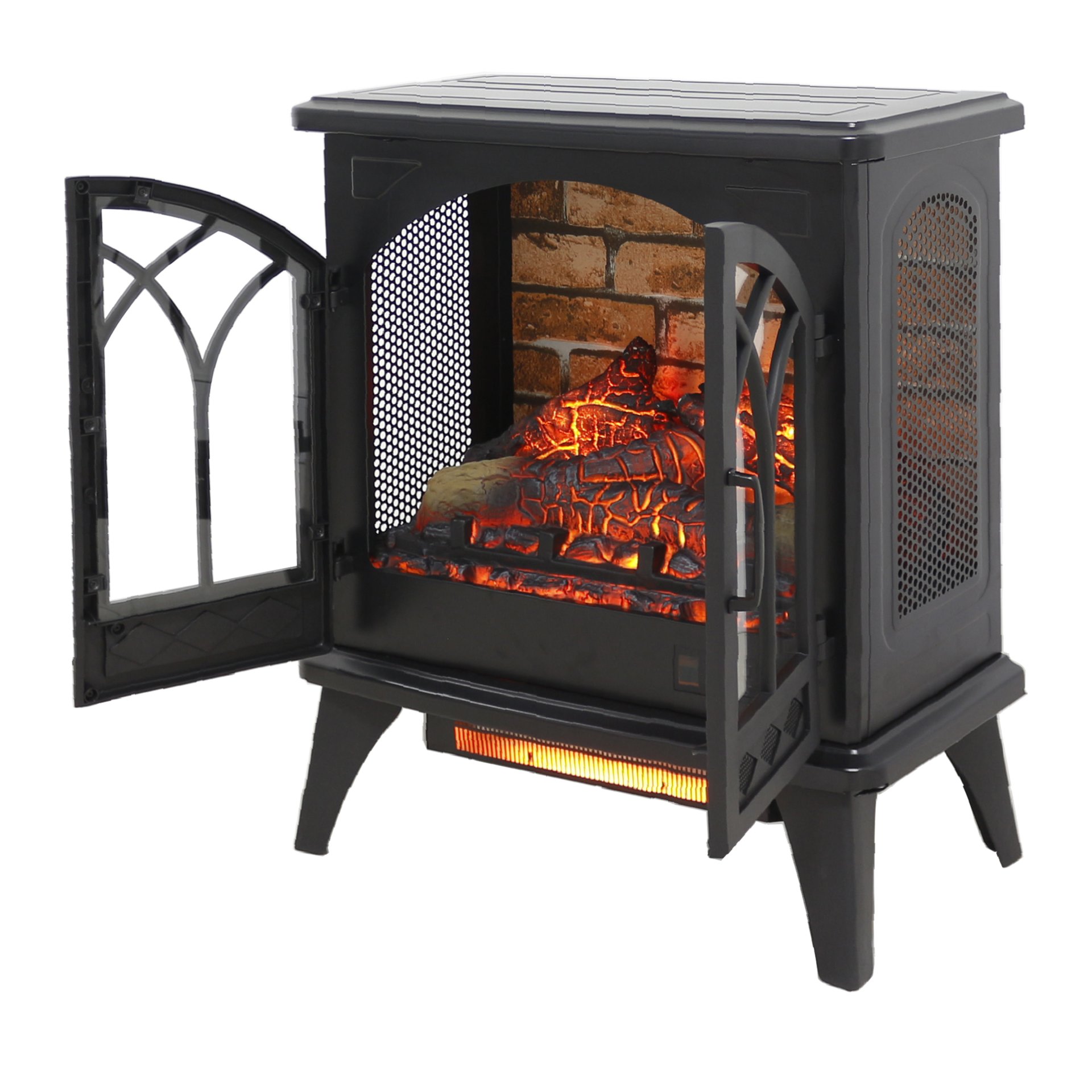 3D Flame Electric Infrared Quartz Fireplace Stove With Remote Control - Antique Black - Image 8