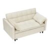 Modern Velvet Sofa, Sofa Pull-Out Bed, Small Love Seat Casual Sofa With Back, With Pillow, Pockets, Living Room Furniture, 3 In 1 Convertible Sleep Sofa Bed - Beige - Image 10