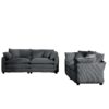 Modern Living Room Sofa Set With 2 Seater Sofas, Deep Recliner Corduroy Fabric - Gray - Image 16