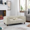 Modern Rectangular Pet Sofa With Backrest And Armrests, Soft Cushion For Small And Medium Dogs - Beige - Image 4
