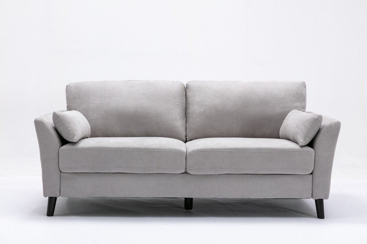 Damian - Woven Living Room Fabric Sofa, Loveseat (Set of 2) - Light Gray - Image 4