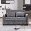 Pull Out Sofa Bed Modern Chenille Convertible Loveseat Sofa With Adjsutable Backrest, 2 Pillows, Cup Holders, USB Ports For Living Room, Apartment - Gray - Image 9
