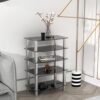 5 Tier Tempered Glass Side Table, Stainless Steel Frame End Table For Living Room, Bedroom - Black - Image 5