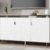 Modern TV Stand With 3 Doors And Adjustable Shelves For Living Room, Fits TVs Up To 70" - White - Image 8