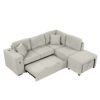 Sectional Sofa L-Shaped Sofa Couch Pull-Out Sofa Bed With A Movable Ottoman, Two USB Ports And Two Cup Holders For Living Room - Gray - Image 17
