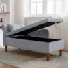 Chaise Lounge Indoor, Velvet Lounge Chair For Bedroom With Storage & Pillow, Modern Upholstered Rolled Arm Chase Lounge For Sleeping With Nailhead Trim For Living Room Bedroom Office - Gray - Image 8