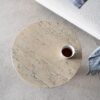 Round Side Table With Pedestal Base - Cream - Image 9
