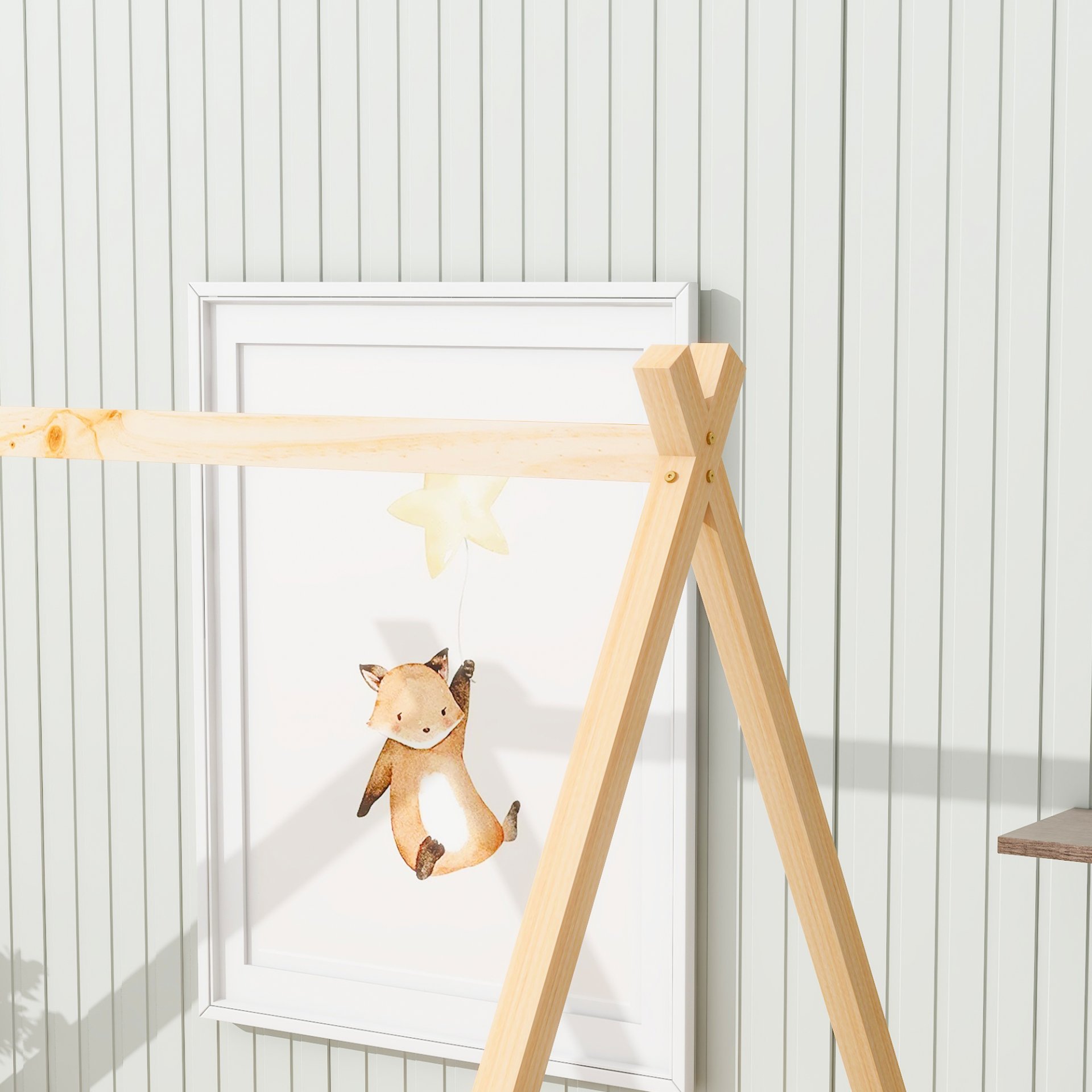 Full Tent-Shaped Floor Bed, With Guardrails, Slats, Door - Natural - Image 5