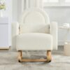 Accent Rocking Chair With Curved Back & Pillow, Base, Ultimate Comfort For Living Room Or Nursery - Cream White - Image 5