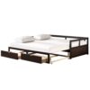 Daybed With Trundle And Two Storage Drawers, Sofa Bed For Bedroom Living Room - Espresso - Image 3