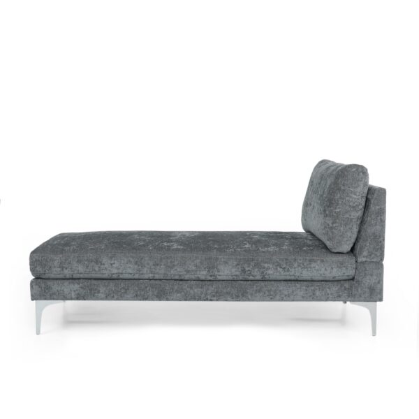 Upholstered Chaise Lounge With Iron Bracket Legs - Gray