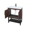 Modern Freestanding Bathroom Vanity With Ceramic Sink, Hot And Cold Faucet, 2 Door Cabinet & Open Iron Shelf, Magnesium Oxide And Iron Frame - Walnut - Image 15