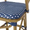 Outdoor Wicker And Aluminum French Barstools Set With Bamboo Print - Navy Blue - Image 15