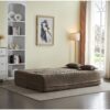 Floor Sofa With 2 Pillows, Convertible Plush Corduroy Foam Filled Sleeper Sofa Bed - Coffee - Image 7