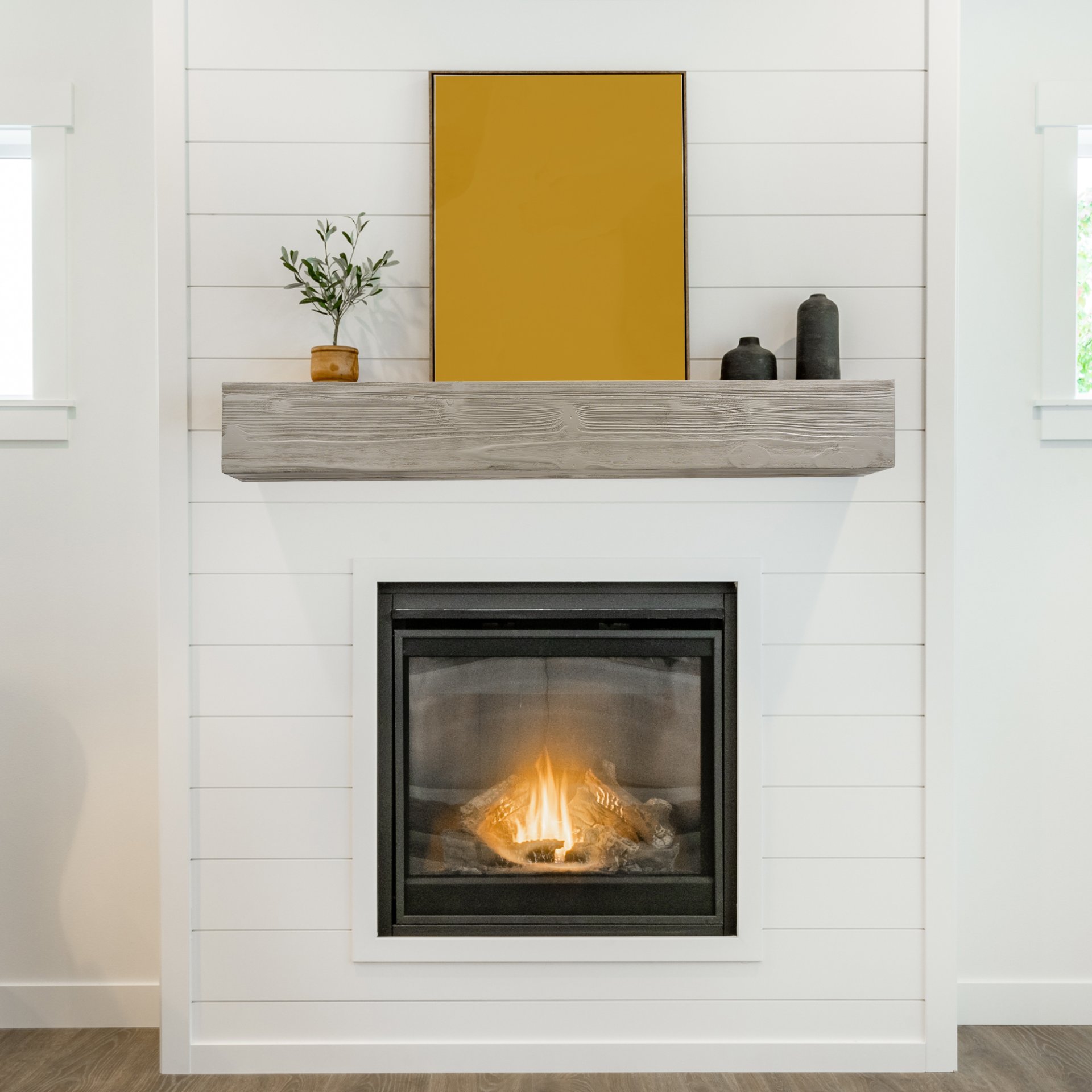 60" Rustic Wood Fireplace Mantel, Wall-Mounted & Floating Shelf For Home Decor - Gray - Image 3