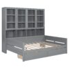 Full Size Daybed With Glass Door Storage Cabinets, Built In LED Lighting And Shelves - Gray - Image 27