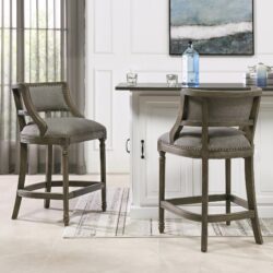 Paris - Farmhouse Counter Height Bar Stool With Backrest - Heathered Gray