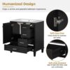 Bathroom Vanity, Modern Bathroom Cabinet With Sink Combo Set, Bathroom Storage Cabinet With A Soft Closing Door And 3 Drawers, Solid Wood Frame - Black - Image 22
