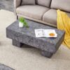 Modern Simple Texture Coffee Table With Spacious Top And Sturdy Legs - Gray - Image 2