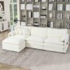 Modular Sectional Sofa Oversized Deep Seat L Shaped Couch Set With Movable Ottoman Beige - Image 18