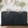 Accent Cabinet Farmhouse Style 4 Door Wooden Cabinet Sideboard Buffet Server Cabinet Storage Cabinet, For Living Room, Entryway, Hallway, Office, Kitchen And Dining Room - Antique Black - Image 4