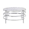 32.48'' Chrome Round Coffee Table With Sintered Stone Top & Sturdy Metal Frame, Modern Coffee Table For Living Room - Silver - Image 6