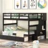 Full Over Full Stairway Bunk Bed With Drawer, Storage And Guard Rail For Bedroom - Espresso - Image 12
