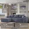 4 Piece Modular L Shaped Sectional Sofa With Spacious Chaise Lounge Corduroy Upholstery - Gray - Image 8