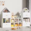 Versatile Children's Bookshelf With House-Shaped Design Multifunctional Storage - White - Image 2